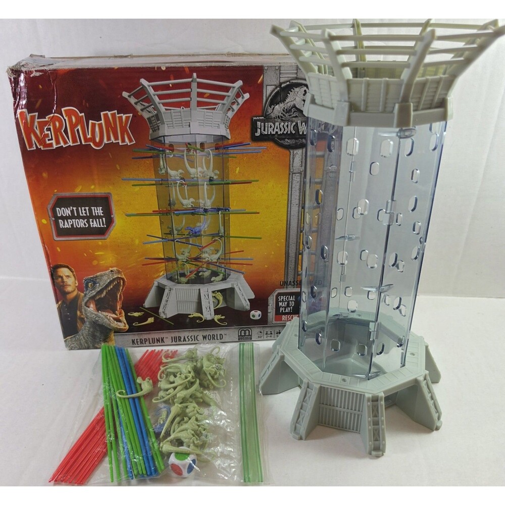 Kerplunk Jurassic World Game "Dont Let The Raptors Fall" Featuring Blue COMPLETE